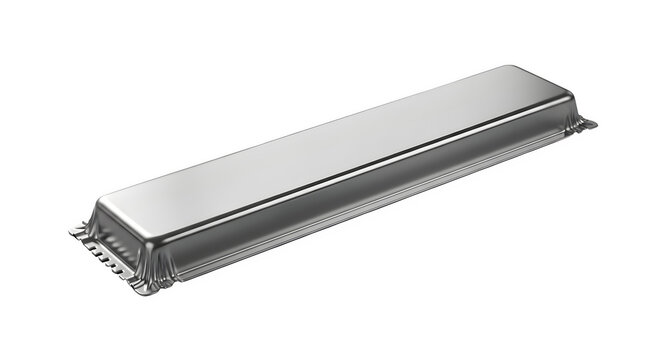 Silver rectangular electronic component isolated on transparent background