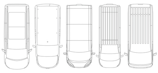 Top view car vector. Set of outline illustration van vector © Deden Irfandi