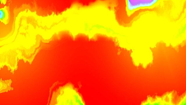 Vibrant abstract heatmap pattern with fiery red, bright yellow, and cool blue hues creating dynamic energy and intensity