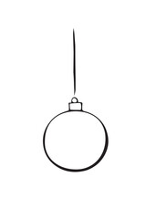 Simple Outline Christmas Ball Ornament Vector