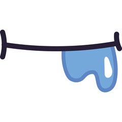 Stylized cartoon mouth with a blue water drop dripping from the lower lip against a clean white background