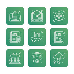 Economy and business vector icon set collection. Vector icon illustration