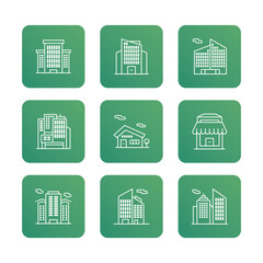 Building vector icon set collection. Vector icon illustration