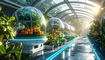 Futuristic Greenhouse: Cultivating Produce in a Sustainable and Advanced Environment
