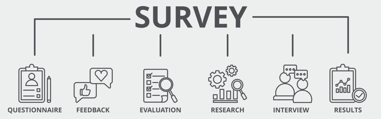 Survey banner web icon vector illustration concept