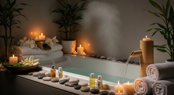 Tranquil Spa Bathtub Setup for Serene Relaxation