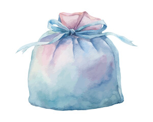 Watercolor gift bag vector illustration