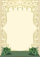 Wedding Invitation Gold Bordered Elegant Indian Blank Card Background
