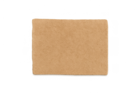 Brown square paper texture with rough edges, torn old cardboard blank sheet overlaying transparent background