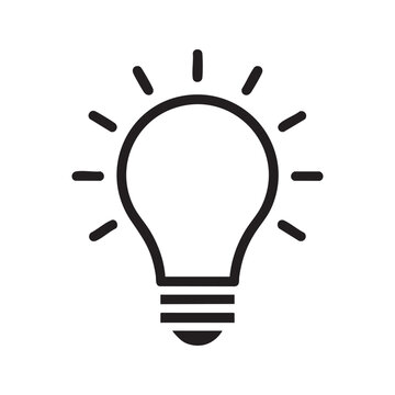 Light Bulb Line Icon Vector. Idea, Creativity, and Innovation Symbol. Simple Outline Graphic for Electricity and Energy Concepts.