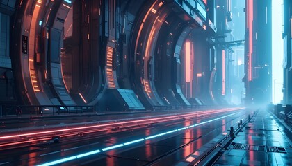 Futuristic Abstract Background with Modern Tech Elements and Digital Light Effects for Innovation Design