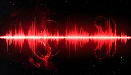 Red Sound Wave - A Visual Representation of Audio Frequency.