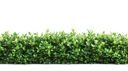 Fototapeta premium Boxshaped green bush fence isolated on white background, minimalist garden symmetry concept