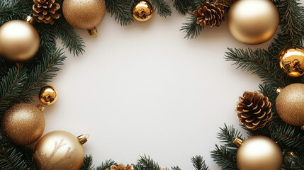 Festive Christmas Gold Ornament Frame Background