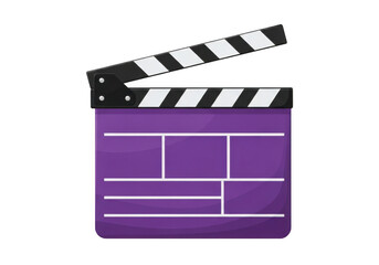 Fototapeta premium 3d purple film clapperboard isolated on transparent background