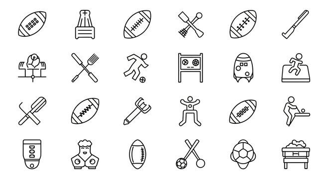 Dynamic collection of sport and recreation icons offering versatile design elements for active lifestyles and entertainment themes
