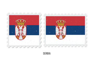 Postage stamp Serbia. Vintage vector illustration in grunge style.