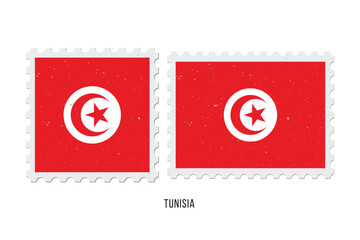 Postage stamp Tunisia. Vintage vector illustration in grunge style.