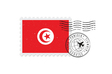 Postage stamp Tunisia. Rubber postal stamp Tunisia. Vintage vector illustration in grunge style.