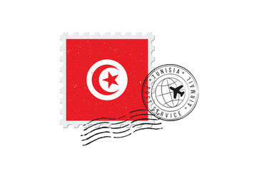 Postage stamp Tunisia. Rubber postal stamp Tunisia. Vintage vector illustration in grunge style.