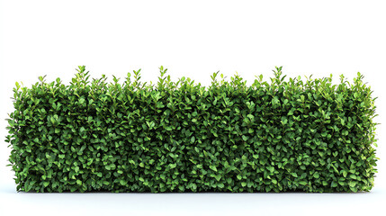 Obraz premium Smoothtrimmed hedge wall isolated on white background, modern clean design and symmetry concept