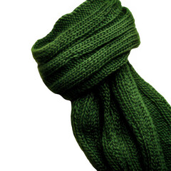 Fototapeta premium Cozy green knitted scarf, perfect for winter fashion. Soft texture adds warmth and style to any outfit.