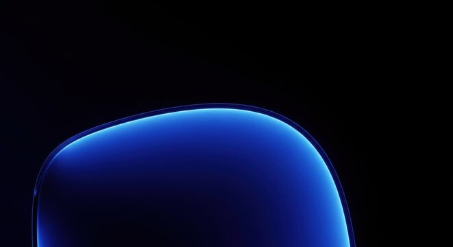Abstract blue gradient shape with soft edges modern design element isolated on black background