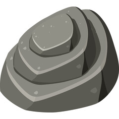 Stylized Gray Rock Formation With Swirling Layers And Speckled Texture Against A Transparent Background