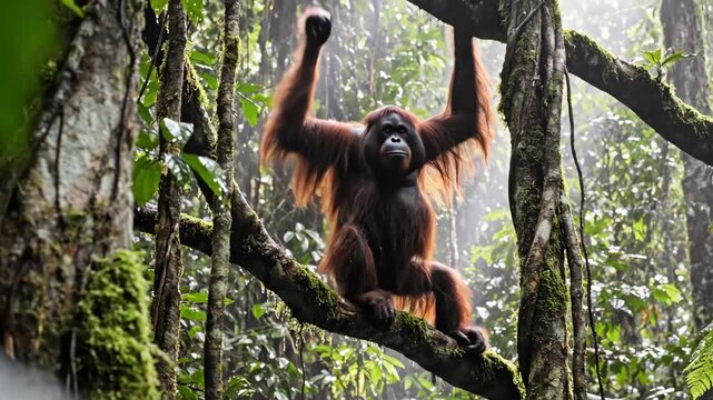 Orangutan in Rainforest A Design for Biodiversity Conservation and Nature Photography
