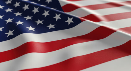Waving American Flag Fabric Close up with Stars and Stripes Texture