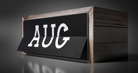 August - table calendar - 3D illustration