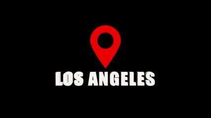 Los angeles city location pointer icon appearing inside a film strip frame, ideal for hollywood, cinema, and california travel themes.