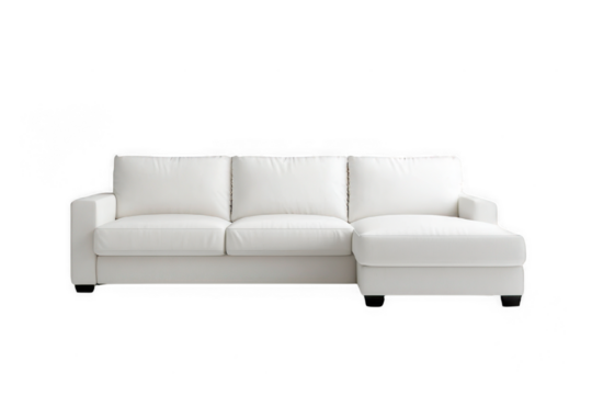 Modern white sofa with plush cushions, perfect for stylish living rooms and comfortable lounging.