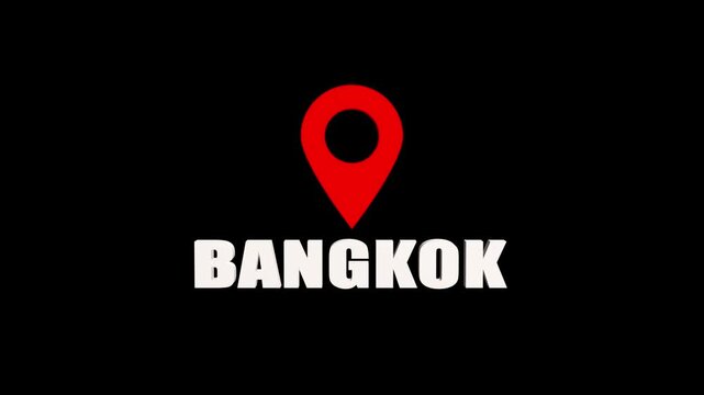 Thailand capital city bangkok location marker graphic, a dynamic film strip element for travel vlogging and southeast asia.