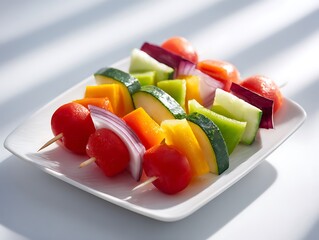 Colorful vegetable skewers recipe healthy vegetarian food ideas summer grilling party dish