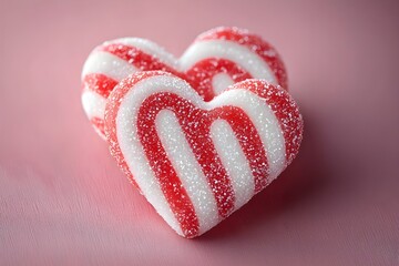Red and White Candy Cane Heart Shape Christmas Concept. 