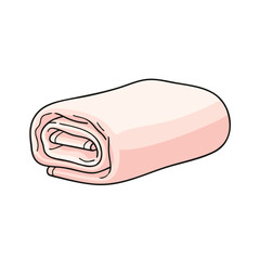 A 2D detailed illustration of a folded or rolled towel, soft fabric texture visible
