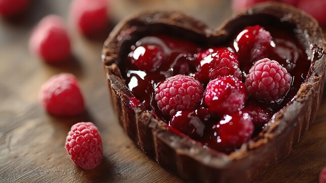 Chocolate raspberry tart heart shaped dessert recipe valentines day treat sweet baking delicious food