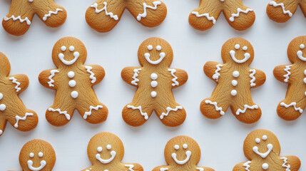 Christmas background pattern with shortbread gingerbread cookies