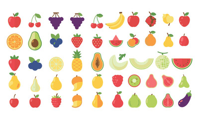 Huge Collection of Flat Design Fruit and Vegetable Icons
