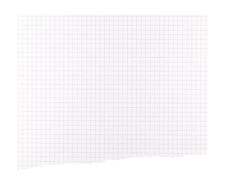 A white piece of squared paper with a visible torn bottom edge and fine grid lines - Powered by Adobe