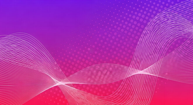 Abstract Wavy Line Art with Halftone Dotted Pattern on Gradient Background