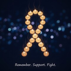 Candlelit Awareness Ribbon for Remembrance and Support