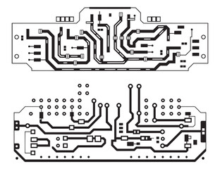 Electronic circuit board layout vector – detailed PCB design pattern illustration