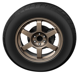 Brown truck wheel on tire