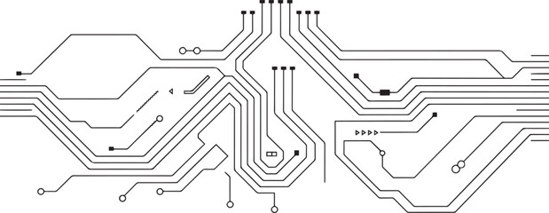 Thin line circuit pattern background – minimal electronic PCB vector design