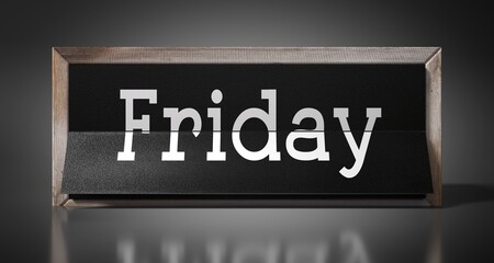 Friday - table calendar - 3D illustration