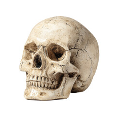 Obraz premium Realistic aged human skull, isolated on transparent background
