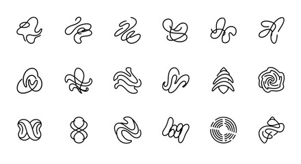 Modern abstract line art icons and symbols collection for branding and design projects seeking unique organic shapes and fluid forms