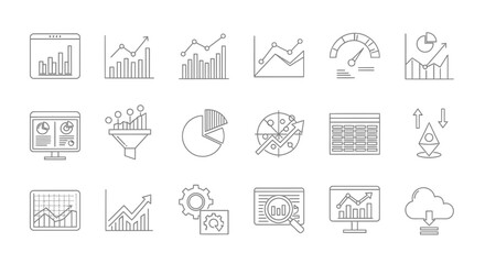 Dynamic data visualization icons and charts for business growth analysis, financial reporting, and strategic planning insights